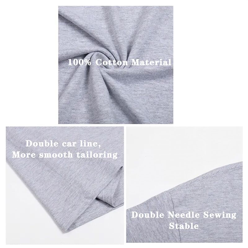 Soft gray cotton fabric with durable stitching and refined tailoring, showcased on a light background.