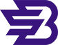 Purple B logo with motion lines suggesting speed and innovation.